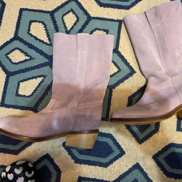 Vintage late 1990's / Y2K lavender / lilac suede western boots - Size 6 - Picture 10 of 16